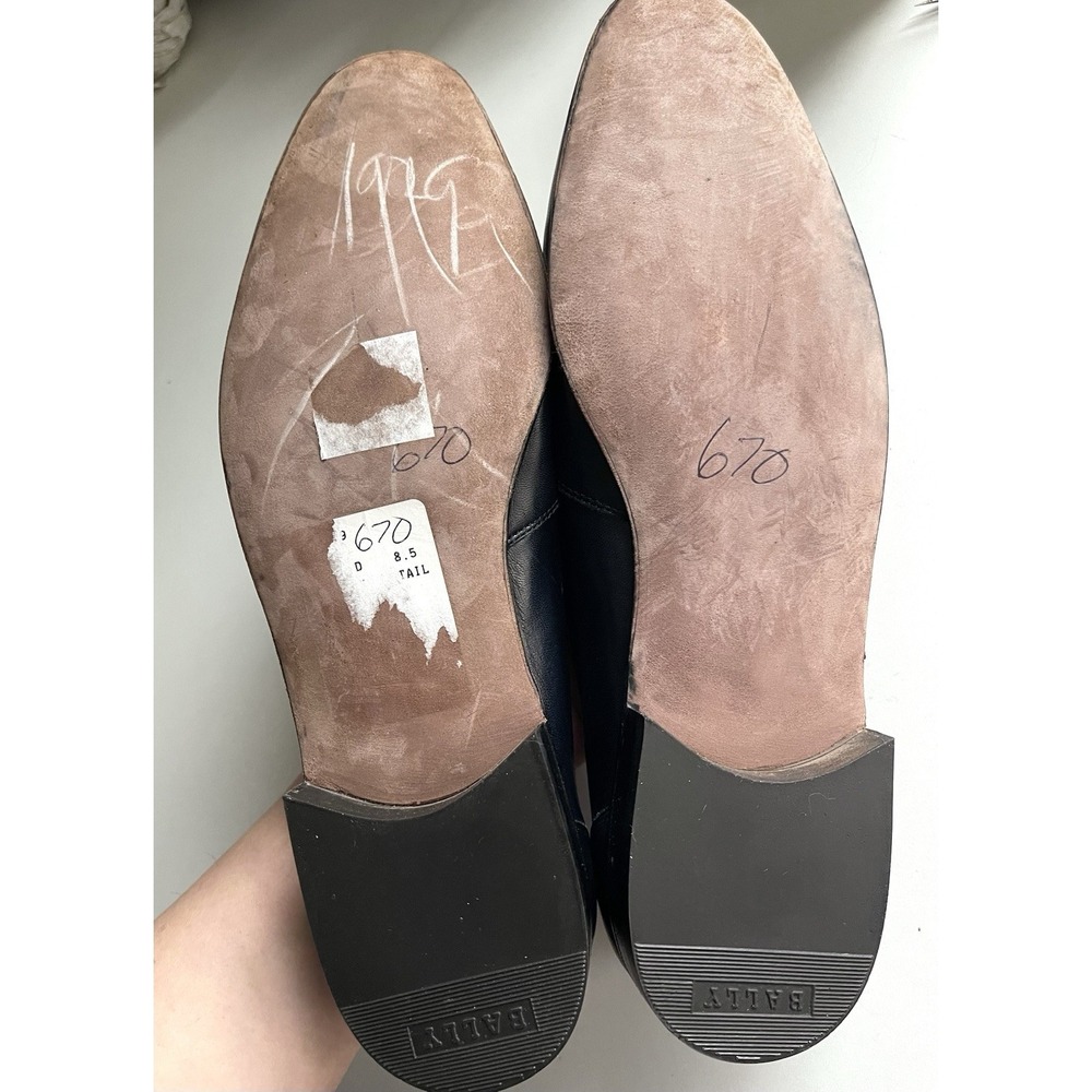 Men's Vintage Bally Of Switzerland Navy Leather Tassle Loafers PRISTINE Sz 8.5 D - Picture 6 of 13